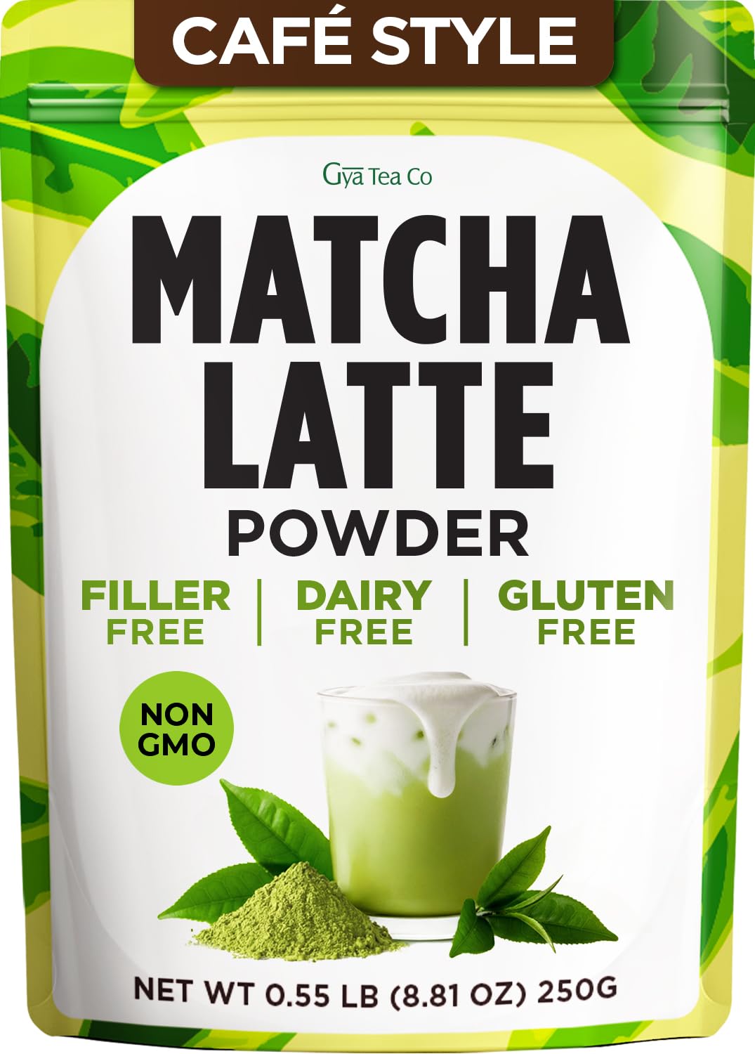 Matcha Latte Powder 0.55 LB (25 Servings) - Pure Dried Superfood, Easy Mix, Sugar Free - Antioxidant Rich for Smoothies, Baking & Drinks - Non-GMO Gluten-Free | Gya Tea Co