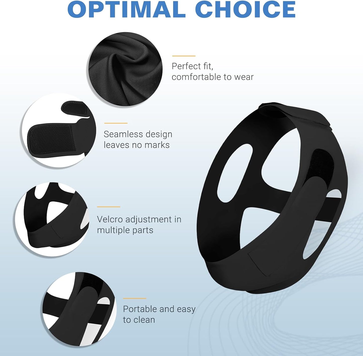 NOIKO Anti Snoring Chin Strap Adjustable, High Elasticity Traceless Chin Strap for Sleeping, Effective Anti Snoring Device, Snore Stopper Breathable and Durable for Adult (Black, M)