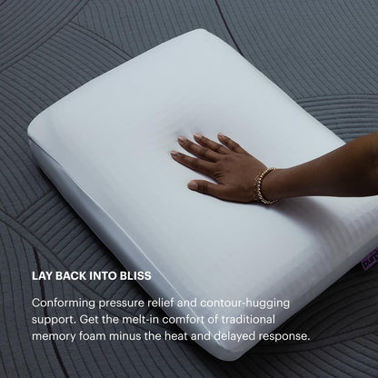 Purple DreamLayer Pillow - Standard Size - Cooling Memory Foam Alternative Neck Pillow, Soft Contour-Hugging GelFlex Grid and MicroAir Foam, Adjustable Loft, Pressure-Relieving Support