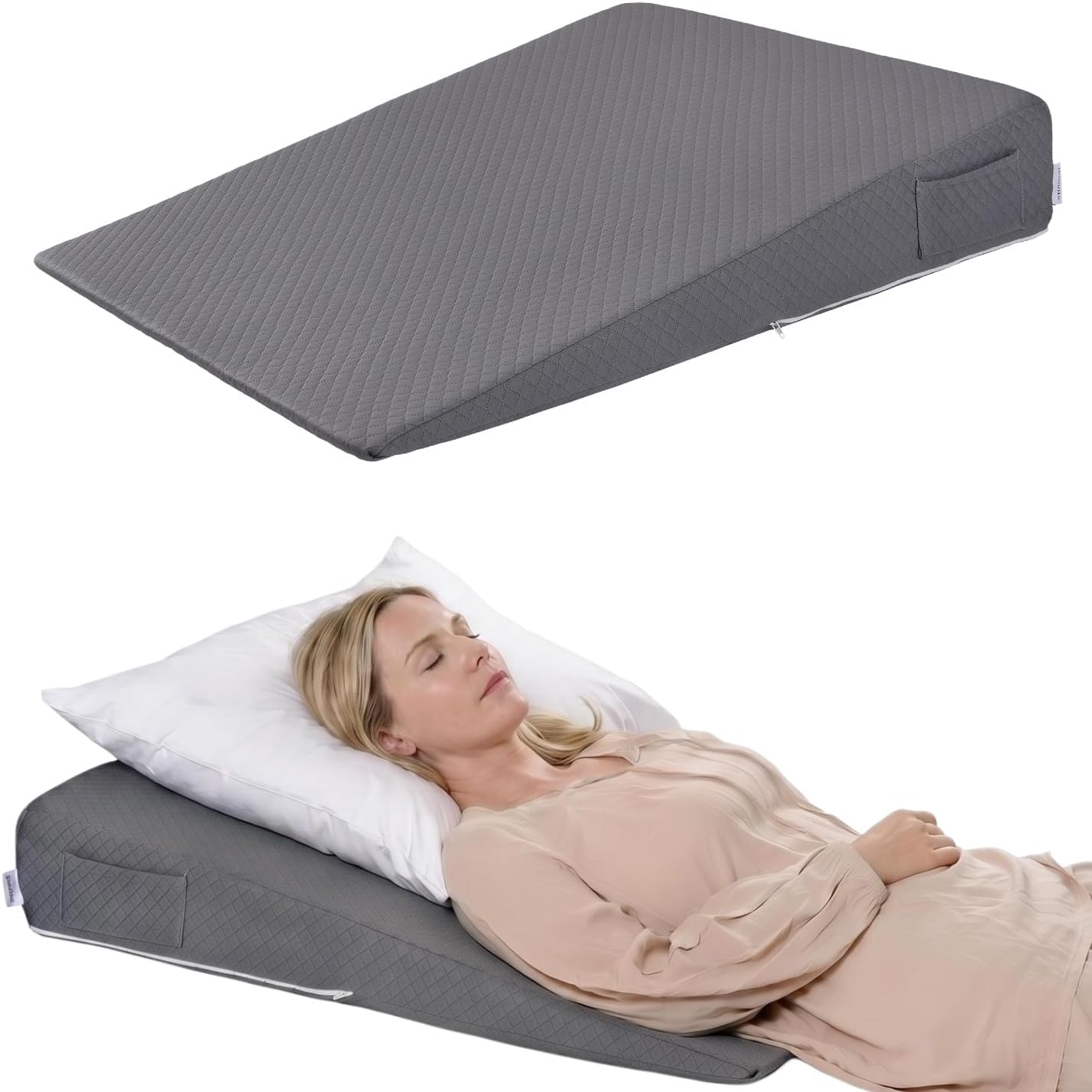 FSA Eligible 31" Extra-Long Wedge Pillow for Sleeping, Reflux, Snoring,Gray