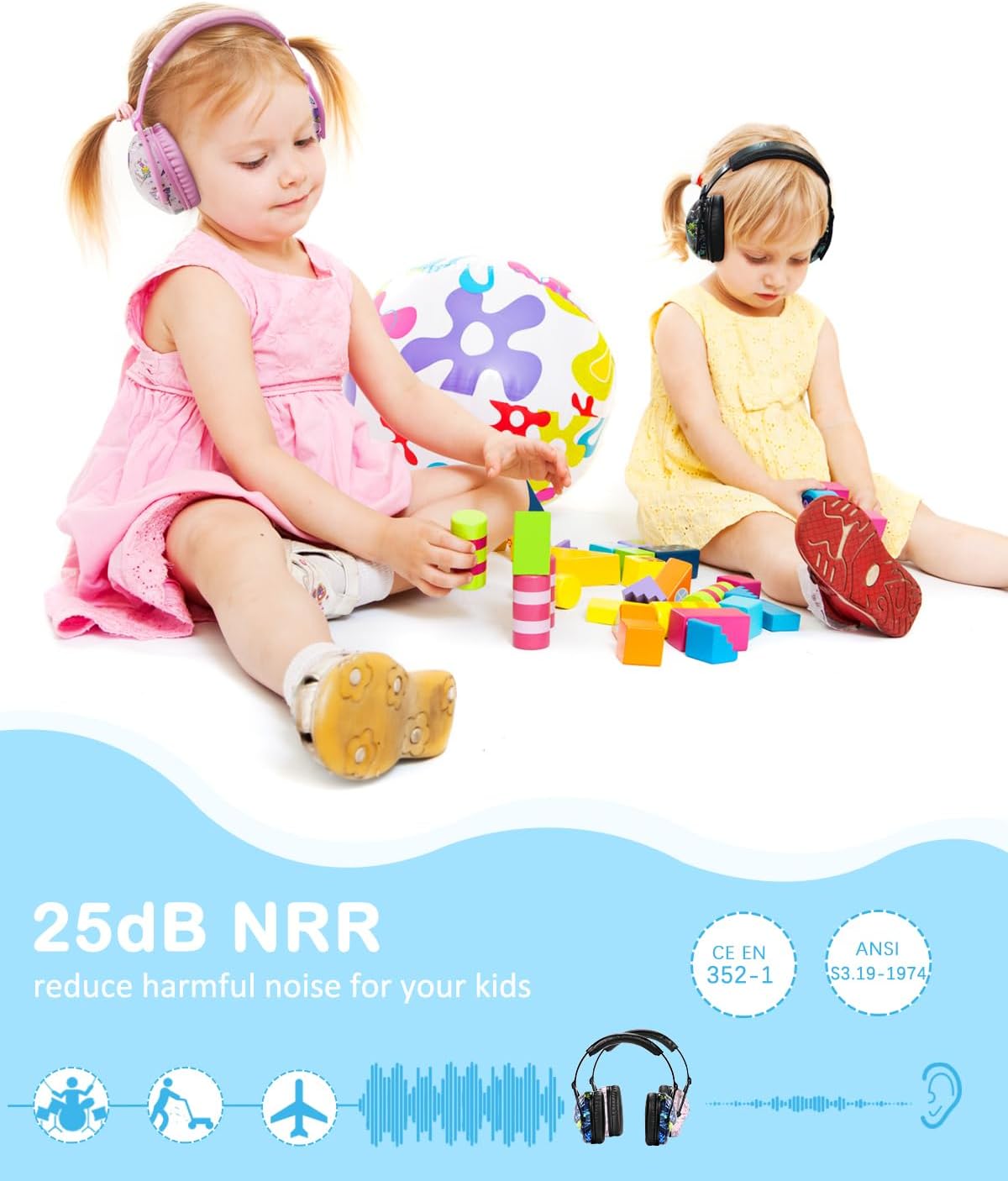 ZOHAN EM030 Kids Ear Protection, Noise Cancelling Headphones Ear Muffs for Autism Sensory, Safety Noise Reduction Hearing Protection for Monster Truck/Concerts/Fireworks/Air Shows