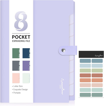 Sooez Elegant Accordion File Organizer, 8 Pocket Expanding File Folder