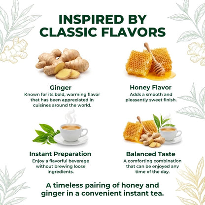Nirwana Honey Ginger Instant Herbal Tea – The De Gingembre – Caffeine-Free Ginger Tea Bags with Honey Flavor, Smooth Herbal Infusion, Warm & Aromatic Tea (20 Sachets)