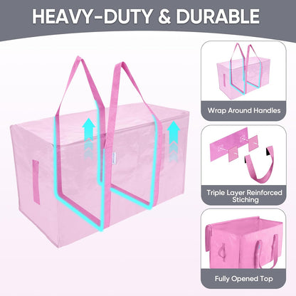 TICONN Extra Large Moving Bags Heavy Duty with Zippers & Carrying Handles, Durable Storage Bags Moving Boxes for Closet Organizers and Storage (Blue)