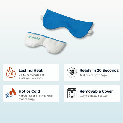 MediViz Heated Eye Mask, Hot or Cold Therapy | Moist Heat Compress for Irritation and Occasional Dry Eye, Removable Washable Cover