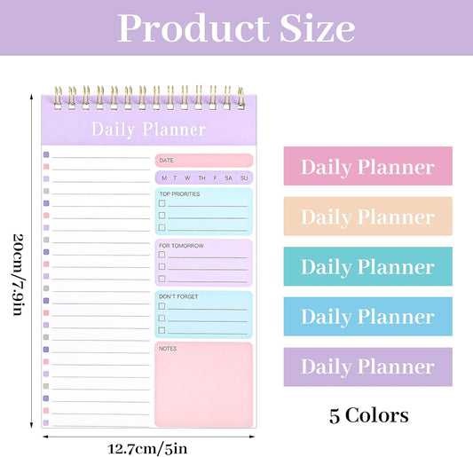 15 Pcs To Do List Notepad, 7.9 x 5 Inch Daily Planner Notebook Undated Spiral Checklist for Office Work Planning Organization, Multicolor