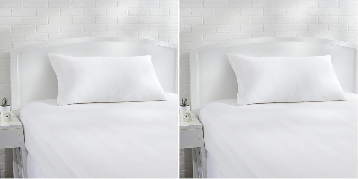 Amazon Basics Standard Breathable 100% Cotton Hypoallergenic Pillow Protector with Zipper, Machine Washable, White, 27 x 21 Inches, Pillows Not Included