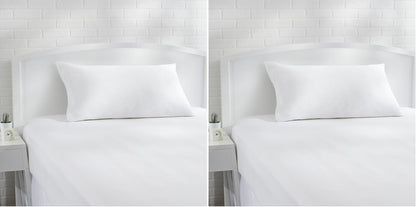 Amazon Basics Standard Breathable 100% Cotton Hypoallergenic Pillow Protector with Zipper, Machine Washable, White, 27 x 21 Inches, Pillows Not Included