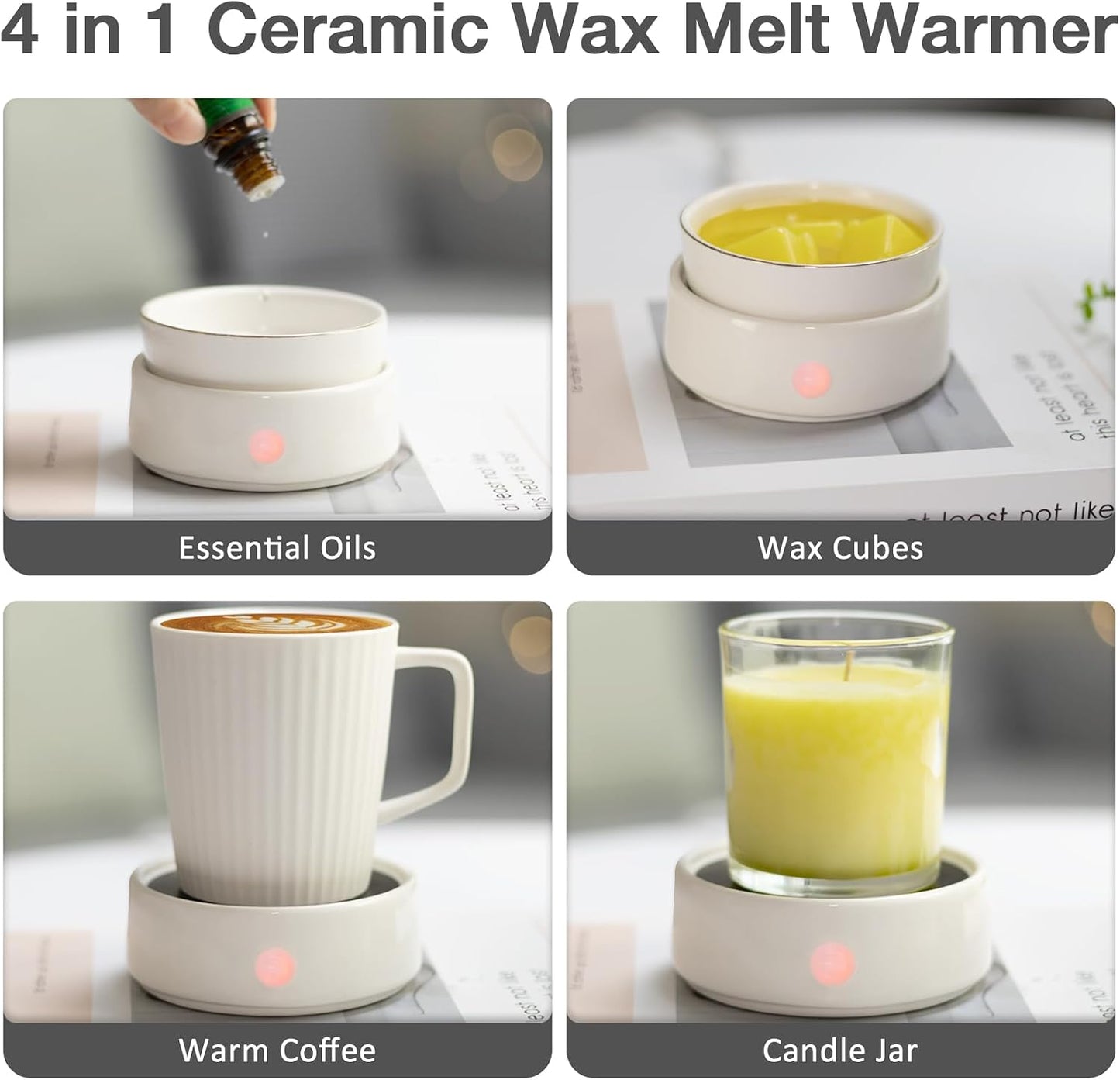 Candle Wax Melt Warmer with Safety Timer Auto Shut-Off Ceramic Electric Wax Burner Melter Timer Adjust Fragrance Intensity for Scented Wax Melts Candle Jars Essential Oils Home Office Gift Decor