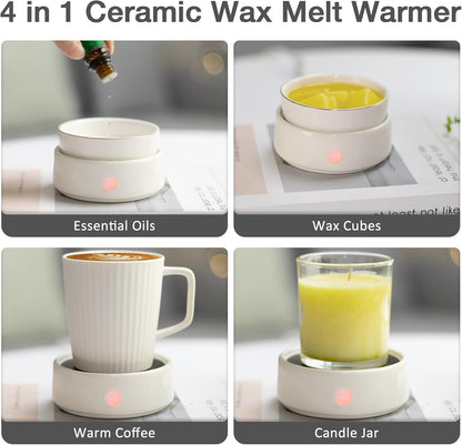 Candle Wax Melt Warmer with Safety Timer Auto Shut-Off Ceramic Electric Wax Burner Melter Timer Adjust Fragrance Intensity for Scented Wax Melts Candle Jars Essential Oils Home Office Gift Decor