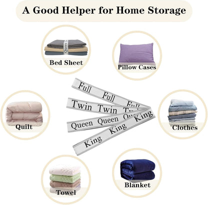 Bed Sheet Organizer Bands, Sheet Organizers and Storage Label Bands, Sheet Label for Bedding, Sheets Organizer for Closet,Sheet Keepers Linen Labels Bedding Bands (Queen)