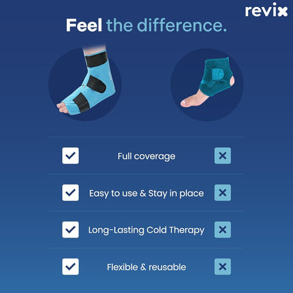 REVIX Large Ankle Ice Pack for Foot Discomfort, Reusable Gel Cold Pack with Cold Compression Therapy, Full Coverage Ankle Ice Wrap for Post-Workout Recovery, Plantar Fasciitis