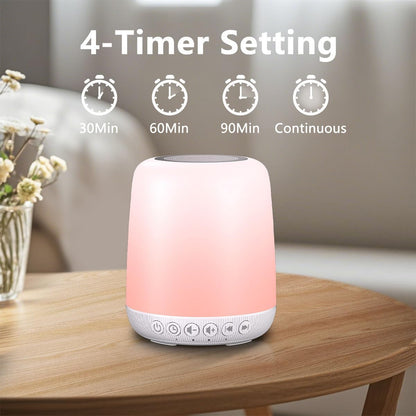Easysleep Sound White Noise Machine with 25 Soothing Sounds and Night Lights with Memory Function 32 Levels of Volume and 5 Sleep Timer Powered by AC or USB for Sleeping Relaxation (Wood)