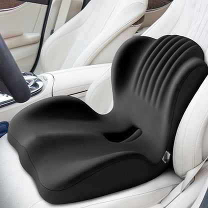 Posture and Seat Cushion, 2025 Upgrade Memory Foam L-Shaped Integrated Seat Cushions, Posture Corrector Seat Cushion for Lower Back Tailbone Protection, Lumbar Support (Black)