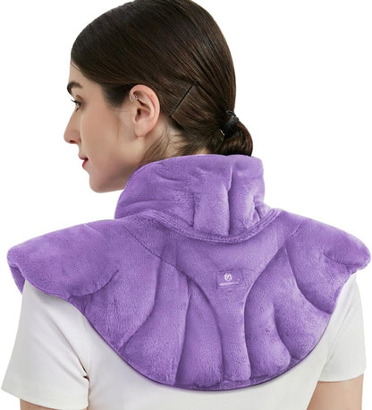Microwavable Heat Pad for Neck and Shoulders, Weighted Microwave Moist Heating Wrap for Pain Relief Sore Muscle Stress Tension, Heated Wrap with Aromatherapy, Hot & Cold Compress, Grey