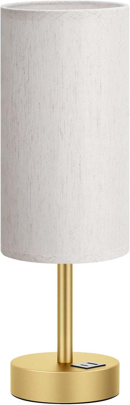 Dicoool Touch Bedside Table Lamp with USB - 3 Way Dimmable Wood Lamp for Bedroom Nightstand, Desk Lamp with Charging Station for Dorm, Living Room, Office, Kids Room, Small, 14in