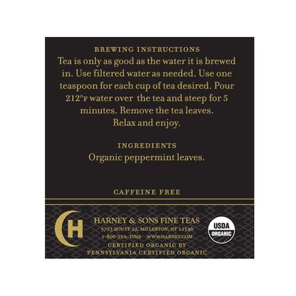 Harney & Sons Organic Peppermint Loose Leaf Herbal Tea Tin, 1.5 oz