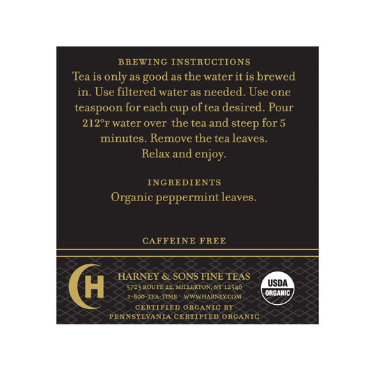 Harney & Sons Organic Peppermint Loose Leaf Herbal Tea Tin, 1.5 oz