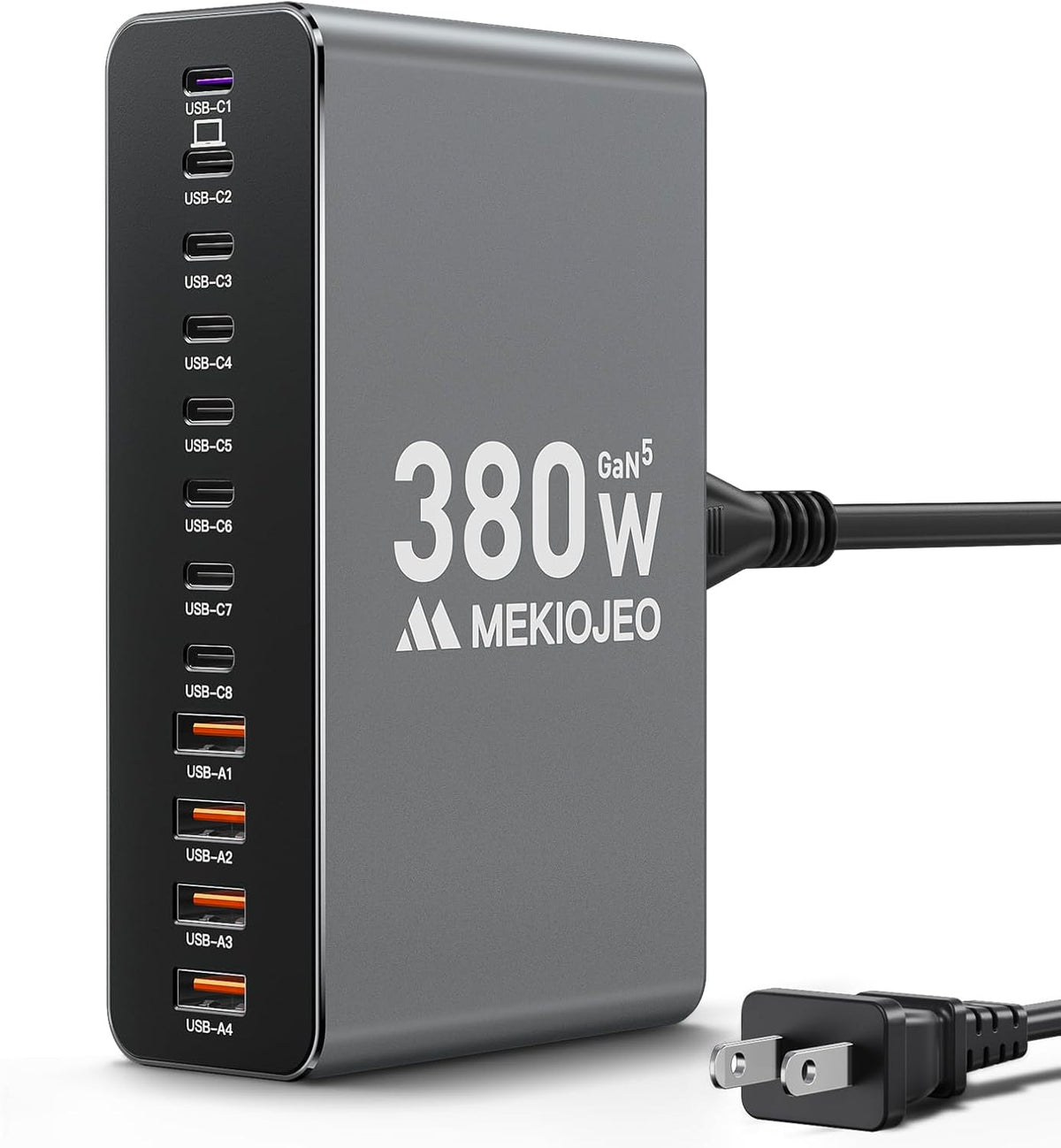 12 Ports Aluminum Alloy MEKIOJEO 380W Charging Station USB C Charger Block