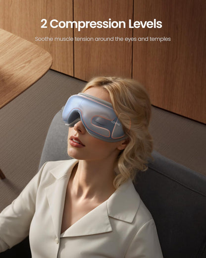 RENPHO Eye Massager with Heat, FSA Eligible HSA,Gifts for Men,Women,Eyeris 1 Eye Massager with Remote, Sleep Mask for Relieves Head Tension, Soothe & Refresh, Enhance Rest, White