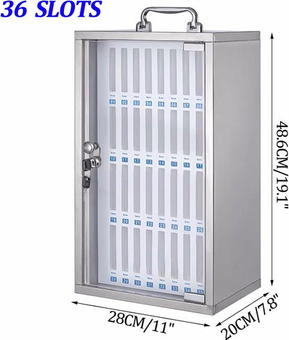 48-Slot Wall-Mounted Phone Storage Box,Lockable Nizer for Mobile Devices,Multi-Slot Charging Station,Silver,Perfect for Home & Office Use,Silver,36Slots