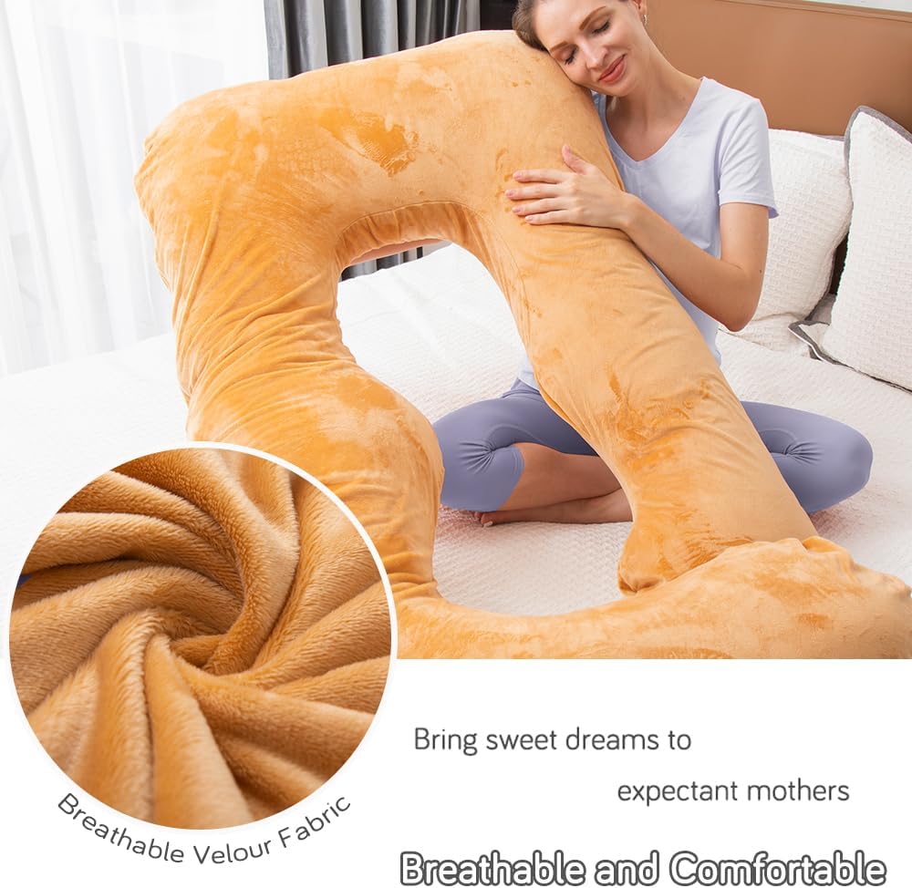 60 Inch Pregnancy Pillow for Sleeping, Extra Large U Shaped Body Pillow, Maternity Pillow for Pregnant Women with Velvet Cover (Dark Grey)