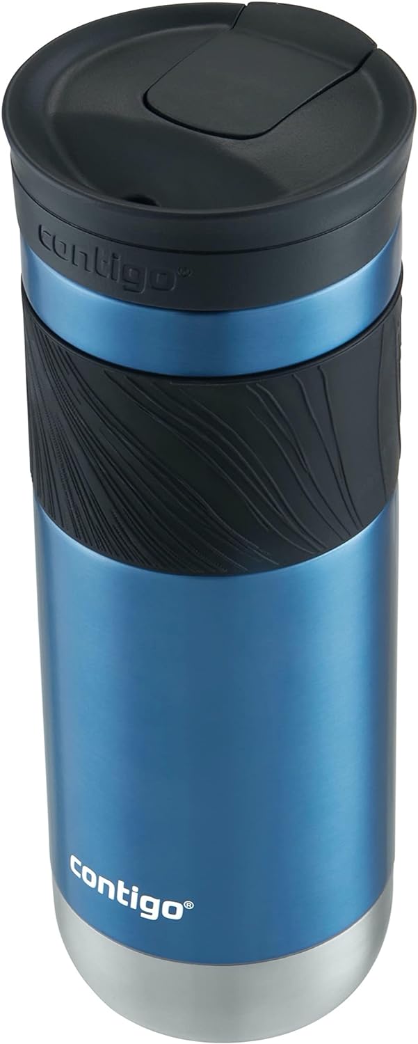 Contigo SNAPSEAL Insulated Stainless Steel Travel Mug with Grip 20oz. Blue Corn Transparent Satin & Midnight Berry