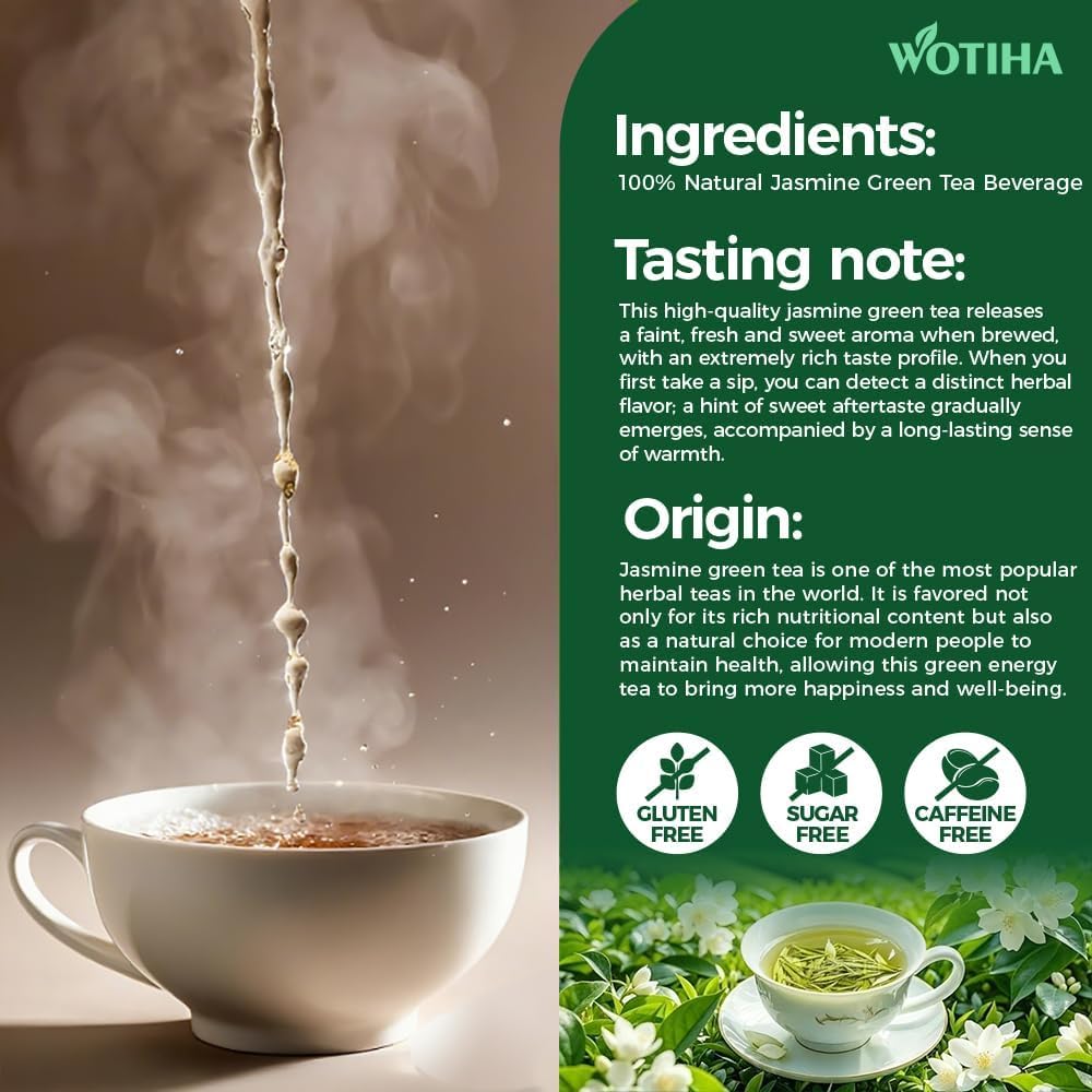 WOTIHA 60 Count Premium Lemon Balm Tea Bags - 100% Pure Natural Leaves, Lemony Citrusy Flavor, Supports Calming & Digestion, Caffeine-Free, Additive-Free, Sugar-Free, Vegan Non-GMO