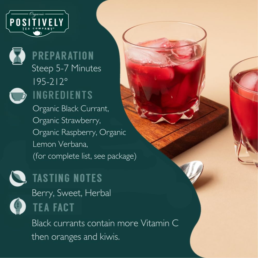 Positively Tea, Organic Very Berry Citrus, Herbal Tea, Loose Leaf, 16 Ounce