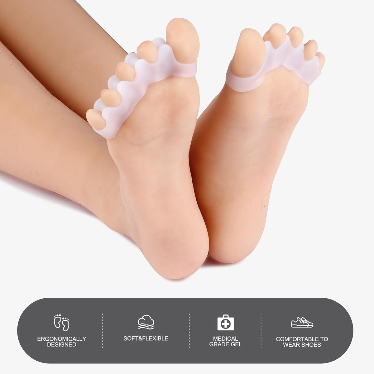 White Gel Toe Separators for Bunions and Hammertoes – 1 Pairs