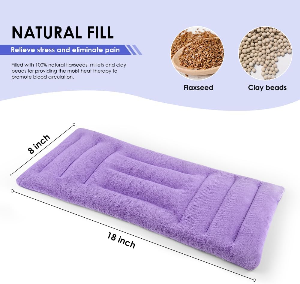 Microwavable Heat Pad for Neck and Shoulders, Weighted Microwave Moist Heating Wrap for Pain Relief Sore Muscle Stress Tension, Heated Wrap with Aromatherapy, Hot & Cold Compress, Grey