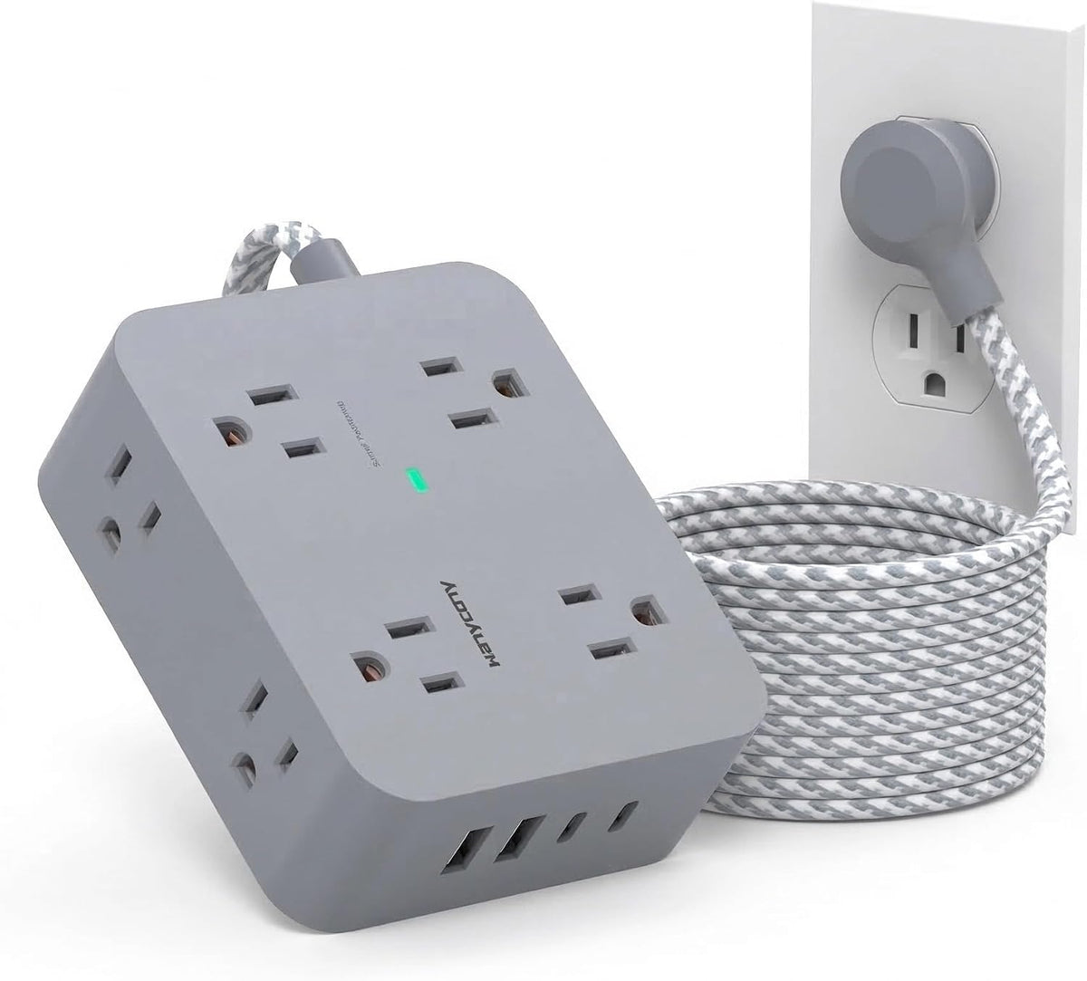 HANYCONY Surge Protector Power Strip, 1080J, 5 Ft Braided Extension Cord