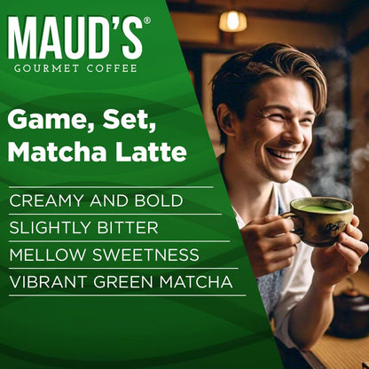 Maud's Instant Matcha Latte Mix, Flavored Drink Mix 10 Servings, 100% Gourmet Blended Tea Leaves, Hot Or Iced Matcha Latte - Just Add Water