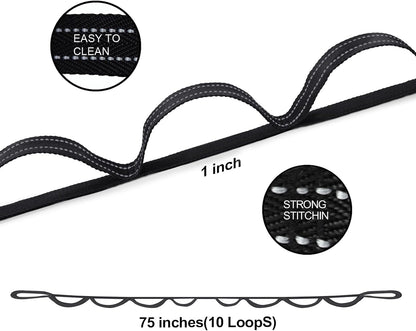A AZURELIFE Premium Durable Stretch Straps with Loops, Stretching Strap for Physical Therapy, Multi-Loop Yoga Strap Fitness Exercise Strap for Yoga, Pilates, Dance, Flexibility&Exercise