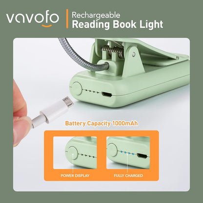 VAVOFO Clip On Book Light for Bed Kids, 7 LED Reading Light with 9-Level Warm Cool White Daylight, Eye Care Lamp with Power Indicator for Bookworms (Blue)