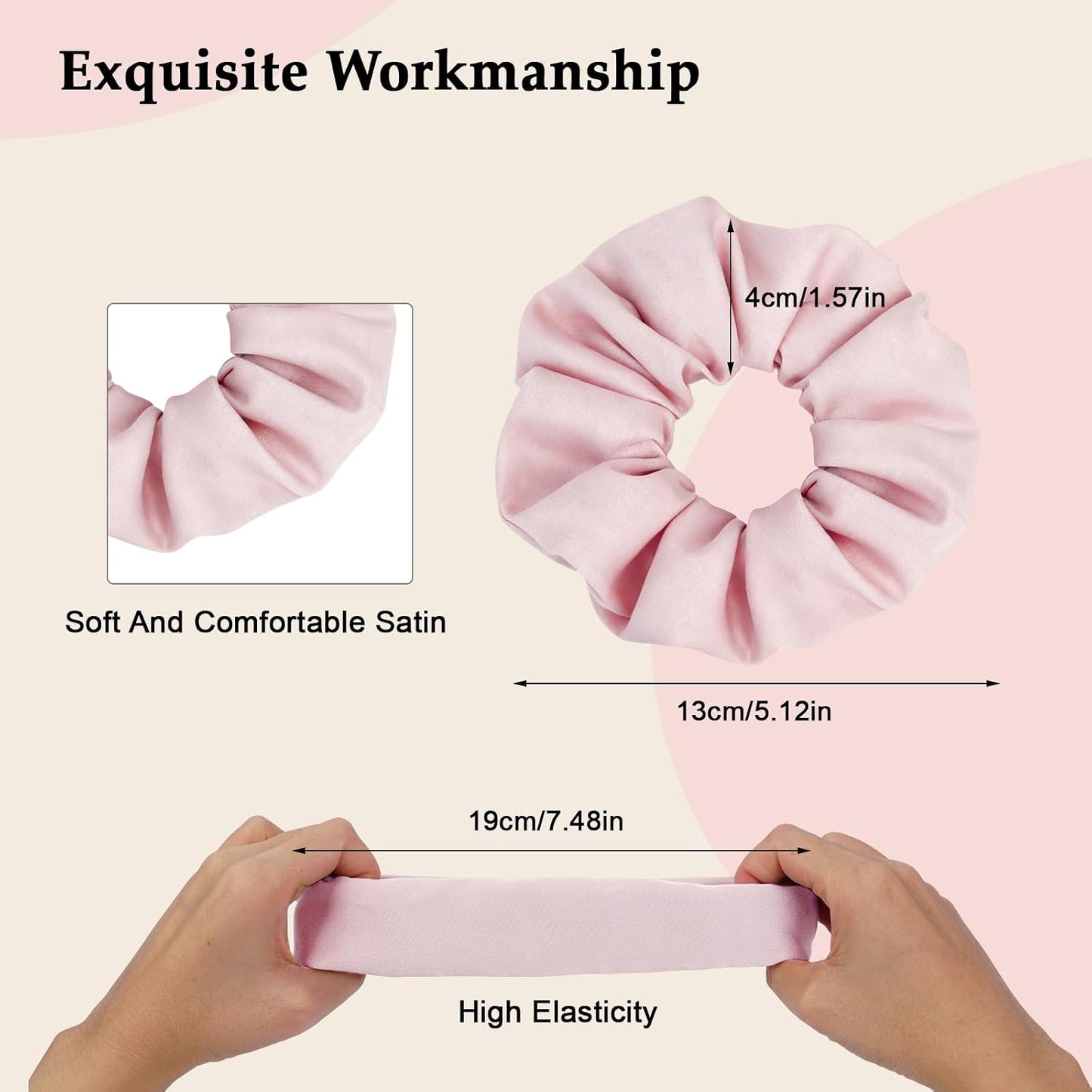 Satin Scrunchies for Women – 8PCS Blush & Brown Silk Hair Ties Set – No Crease, Frizz-Free, Gentle Elastic Hair Bands, Soft & Stylish Everyday Hair Accessories Gifts