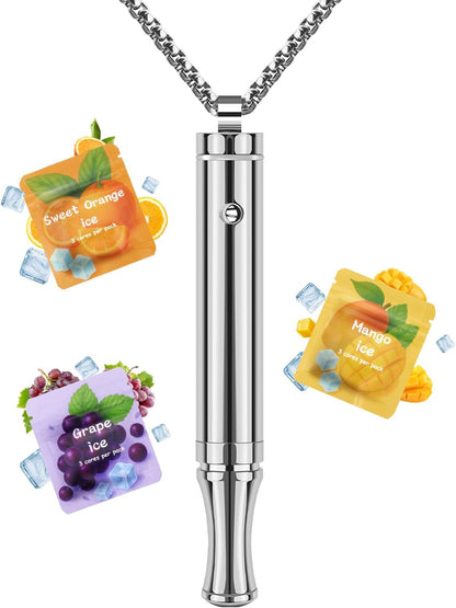 Breathing Necklace for Anxiety Adults - Adjustable Air Outlet Breathe Necklaces with Natural Flavored - Breath Free Stress Relief Device with Flavor - Meditation Gifts for Women Men