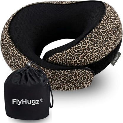 FlyHugz® Neck Travel Pillow Memory Foam Neck Pillow for Comfort on Airplane Compact and Ergonomic Design for Travel, Car Rides, and Home Use Ideal for Adults and Kids.