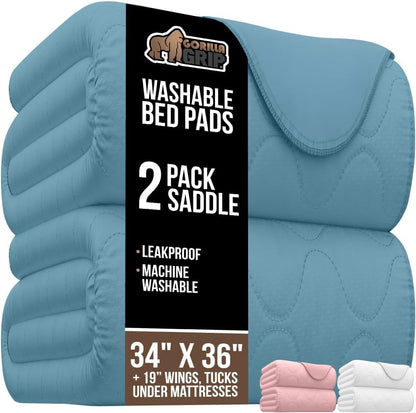 GORILLA GRIP Washable Underpads, Waterproof Reusable Heavy Absorbency Incontinence Bed Pads, Leak Proof Toddler Mattress Pad, 52x34 Slip Resistant Protector for Bedwetting, Adults and Kids, White