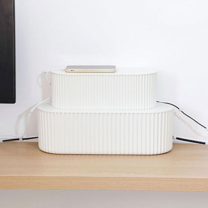 White Cable Box Organizer, Small, Plastic