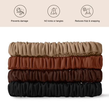 Mulberry Silk Scrunchies 4 Pack - Non Slip, Black Small Thin Silk Scrunchies for Women, Sleepy Ties for Thick Hair