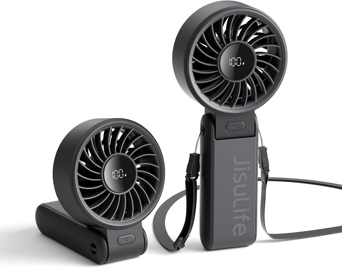 JISULIFE Portable Handheld Fan Life7: 3-in-1 Hand, Desk & Neck Fan-Black