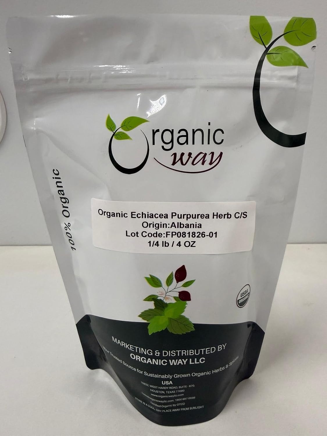 Organic Way Echinacea Purpurea Cut & Sifted - Origin Albania (4 Ounce Pack)