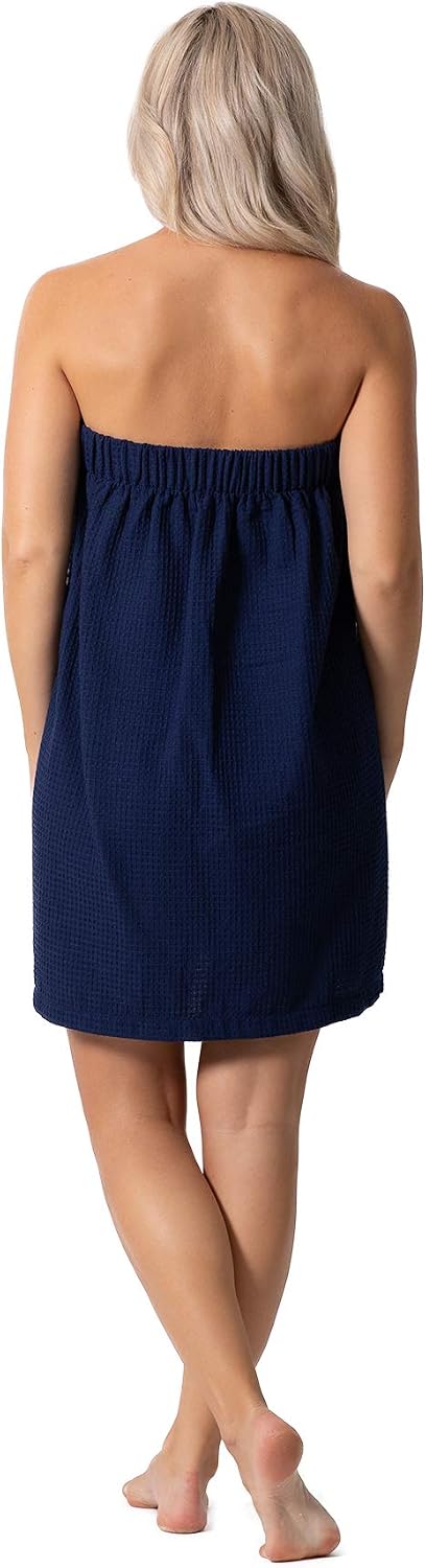 Turkish Linen Women’s Waffle Spa Body Wrap with Adjustable Closure