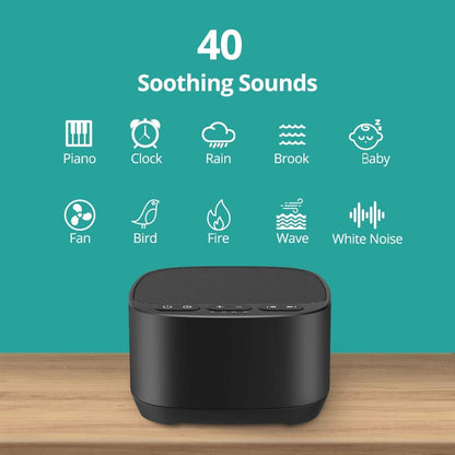 Magicteam Sleep Sound White Noise Machine with 40 Natural Soothing Sounds and Memory Function 32 Levels of Volume Powered by AC or USB and Sleep Timer Sound Therapy for Baby Kids Adults (B-White)