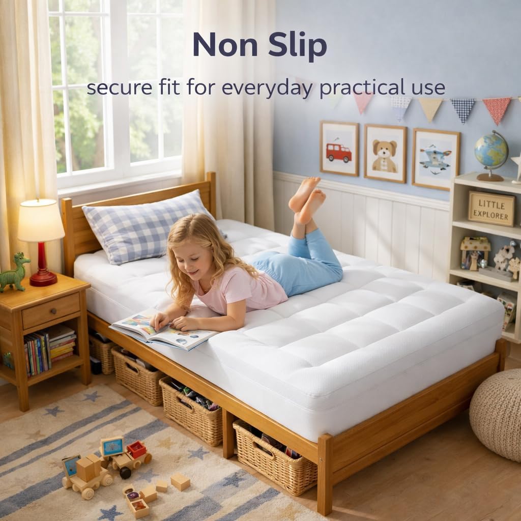 ELEMUSE Twin XL Dorm Dual Layer 3 Inch Memory Foam Mattress Topper for College, Dorm Room Essentials, 2 Inch Cooling Gel Foam and 1 Inch Soft Pillow Top Bed Pad,Back to School Comfortable Support