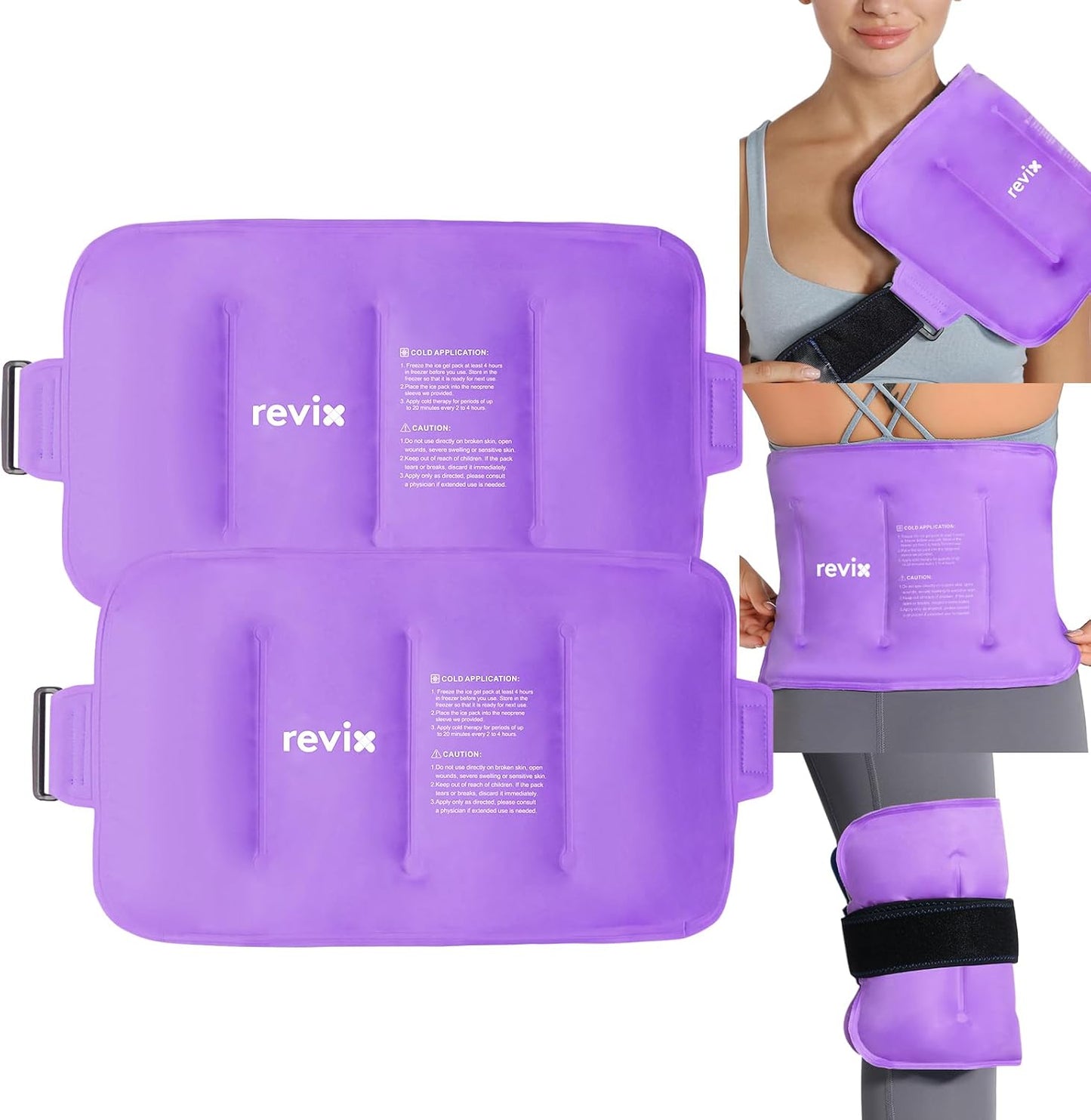 REVIX Ice Pack for Injuries Reusable Gel for Lower Back, Cold Packs for Back Shoulder, Elbow, Hip, Leg, Wrap Around Entire Knee, Soft Cold Compress,16 × 9" Navy