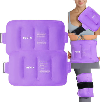 REVIX Ice Pack for Injuries Reusable Gel for Lower Back, Cold Packs for Back Shoulder, Elbow, Hip, Leg, Wrap Around Entire Knee, Soft Cold Compress,16 × 9" Navy