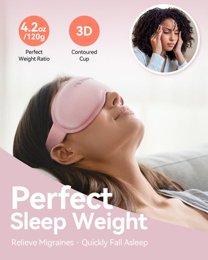 Blackout Weighted Eye Mask for Sleeping: 3D Contoured Gentle-Pressure Sleep Mask for Men & Women - Airplane Travel & Night Shift Essentials, Zero Eye Pressure, Breathable Blindfold, Black