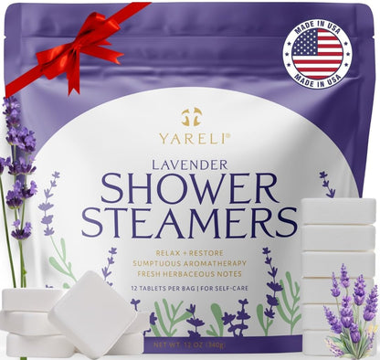 Yareli Eucalyptus Mint Shower Steamers Aromatherapy – Potent Essential Oils, Slow-Dissolve Tablets for Daily Shower Self-Care – Dye-Free, Made in USA – 12 Pack